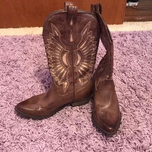 Cowboy boots, brown and tan, size 8 1/2